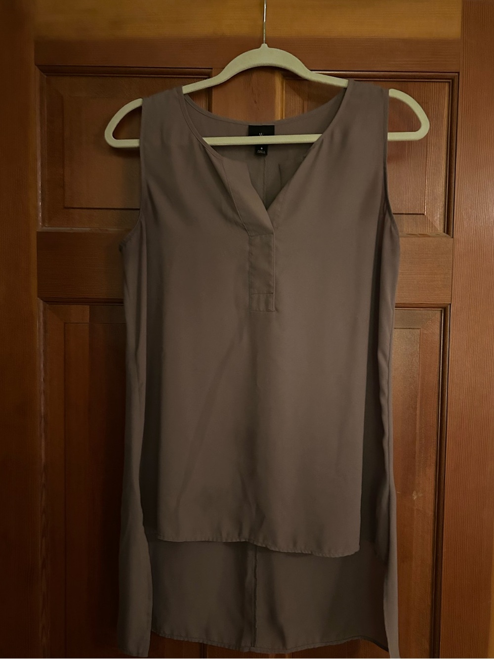 Worthington Sleeveless V-Neck Tunic Top in Tan Brown